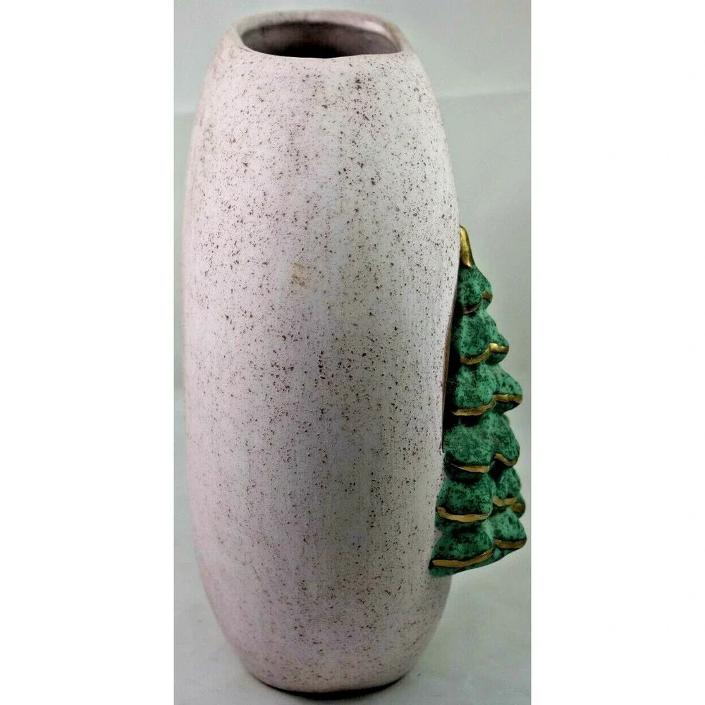 Desert Notions Southwestern Vase Tee Pee Cut Large Hand Painted 22K Gold Trim